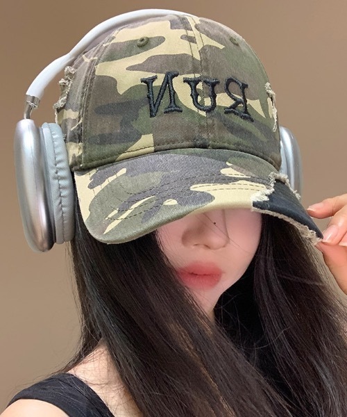 SHEPP（シープ）の「フロントロゴカモフラダメージキャップ（キャップ・レディース・グリーン/ブラック・F）」の21枚目の写真