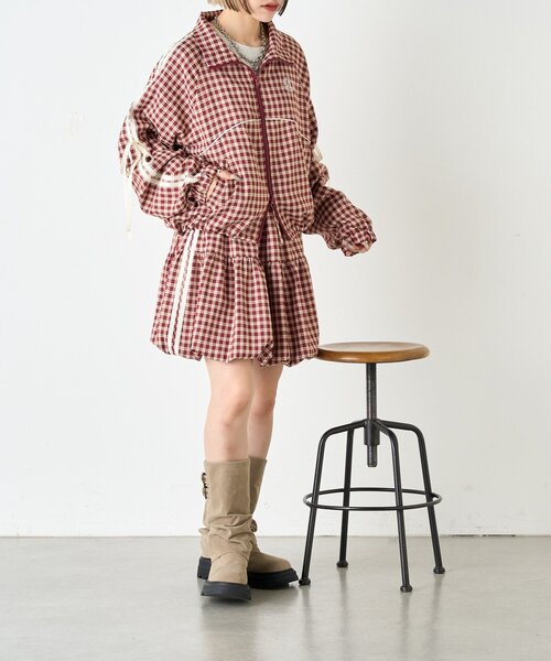 w closet（ダブルクローゼット）の「チェックラインブルゾン（ブルゾン・レディース・ブラック/レッド・FREE）」の3枚目の写真