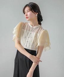 Kana | ラッフルスリーブ 刺繍レース ワンピース ドレス パーティー ドレス 結婚式 お呼ばれ オケージョン(ドレス)