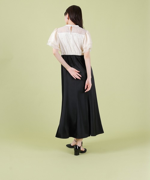 Kana（カナ）の「ラッフルスリーブ 刺繍レース ワンピース ドレス パーティー ドレス 結婚式 お呼ばれ オケージョン（ドレス・レディース・アイボリー/ブラック・M/S）」の11枚目の写真