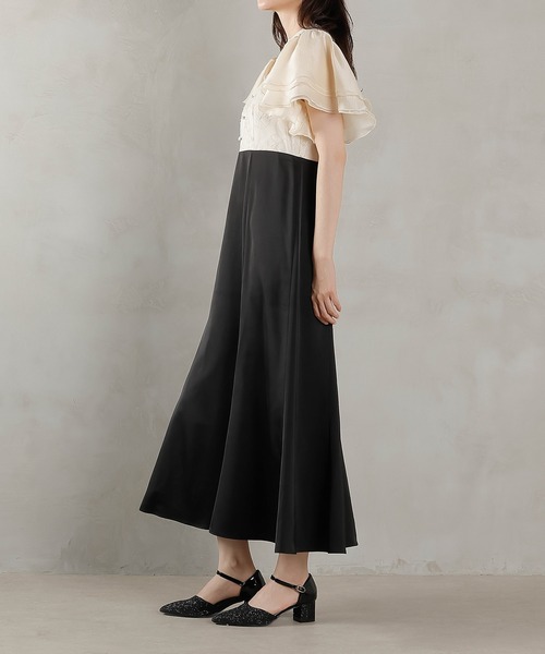 Kana（カナ）の「ラッフルスリーブ 刺繍レース ワンピース ドレス パーティー ドレス 結婚式 お呼ばれ オケージョン（ドレス・レディース・アイボリー/ブラック・M/S）」の22枚目の写真