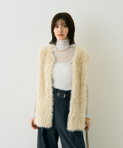 Rouge vif（ルージュヴィフ）の「フェザーニットジレベスト（ベスト・レディース・アイボリー/ベージュ・フリー）」の9枚目の写真