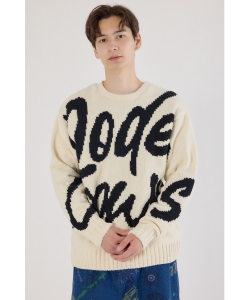 RODEO CROWNS WIDE BOWL（ロデオクラウンズワイドボウル）の「ロゴモールニットトップス（ニット/セーター・メンズ・カーキ/ブラック/アイボリー・MEDIUM/LARGE）」の2枚目の写真