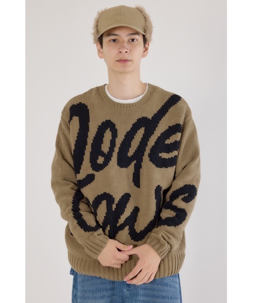 RODEO CROWNS WIDE BOWL（ロデオクラウンズワイドボウル）の「ロゴモールニットトップス（ニット/セーター・メンズ・カーキ/ブラック/アイボリー・MEDIUM/LARGE）」の4枚目の写真