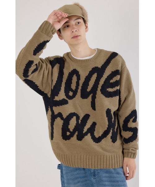 RODEO CROWNS WIDE BOWL（ロデオクラウンズワイドボウル）の「ロゴモールニットトップス（ニット/セーター・メンズ・カーキ/ブラック/アイボリー・MEDIUM/LARGE）」の5枚目の写真