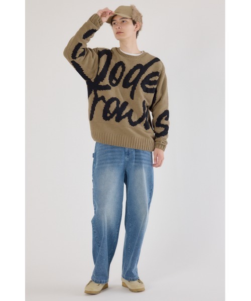 RODEO CROWNS WIDE BOWL（ロデオクラウンズワイドボウル）の「ロゴモールニットトップス（ニット/セーター・メンズ・カーキ/ブラック/アイボリー・MEDIUM/LARGE）」の8枚目の写真