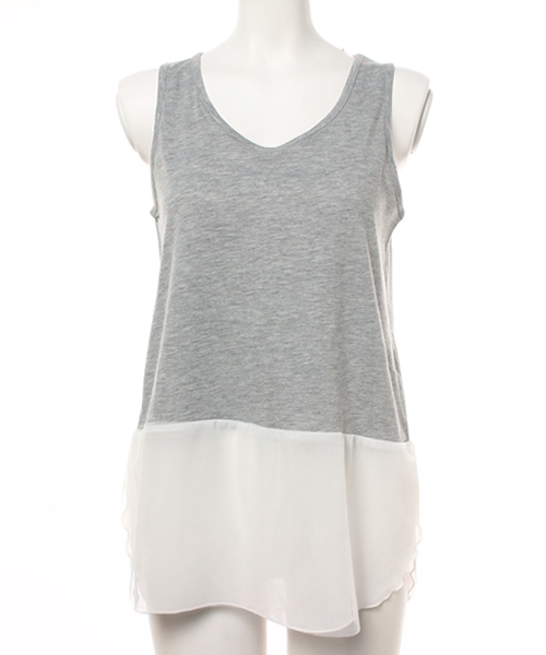 OUTLET（アウトレット）の「【Discoat Parisien】裾チュールタンク（タンクトップ・レディース・オフホワイト/杢グレー・MEDIUM/LARGE）」の2枚目の写真