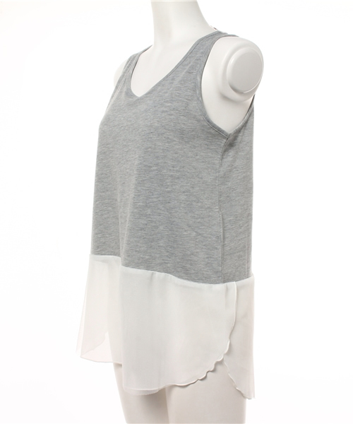 OUTLET（アウトレット）の「【Discoat Parisien】裾チュールタンク（タンクトップ・レディース・オフホワイト/杢グレー・MEDIUM/LARGE）」の4枚目の写真