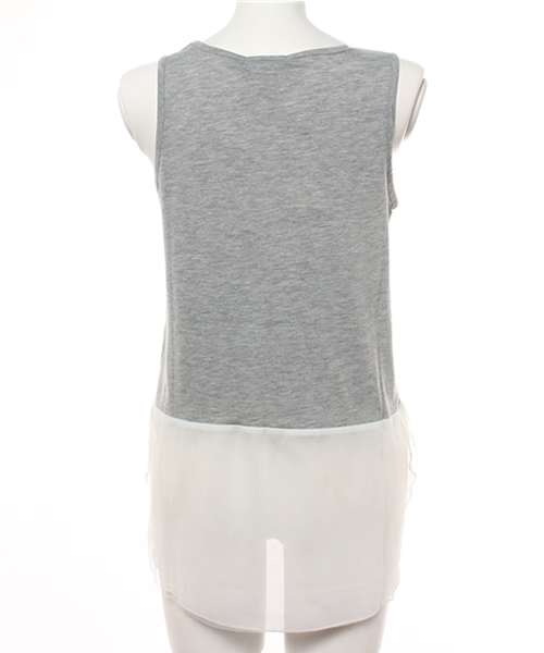 OUTLET（アウトレット）の「【Discoat Parisien】裾チュールタンク（タンクトップ・レディース・オフホワイト/杢グレー・MEDIUM/LARGE）」の5枚目の写真