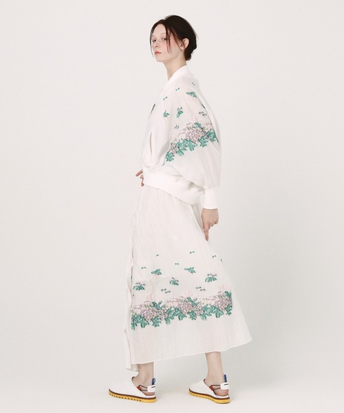 bedsidedrama（ベットサイドドラマ）の「Mosaic Garden Lace-Up Skirt（スカート・レディース・ホワイト/ブラック・1）」の9枚目の写真