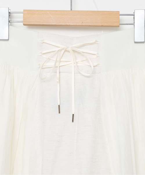 bedsidedrama（ベットサイドドラマ）の「Mosaic Garden Lace-Up Skirt（スカート・レディース・ホワイト/ブラック・1）」の15枚目の写真