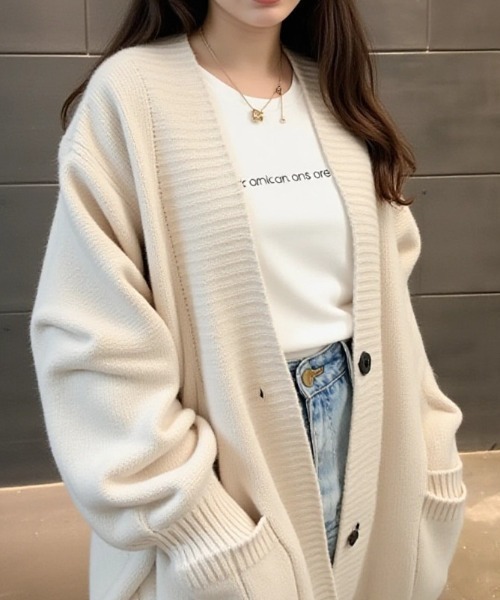 cammie(キャミー)の「ケーブルニットカーディガン(カーディガン/ボレロ・レディース・ミント/イエロー/アイボリー・F)」の4枚目の写真