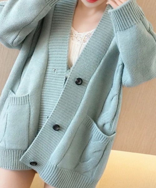 cammie(キャミー)の「ケーブルニットカーディガン(カーディガン/ボレロ・レディース・ミント/イエロー/アイボリー・F)」の8枚目の写真