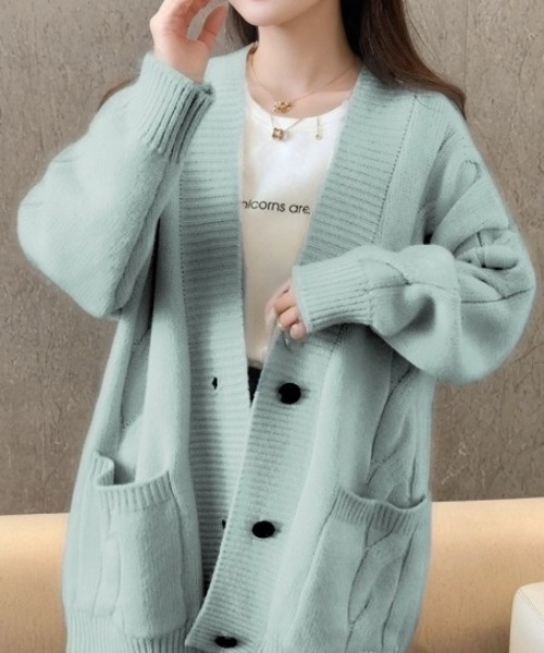 cammie(キャミー)の「ケーブルニットカーディガン(カーディガン/ボレロ・レディース・ミント/イエロー/アイボリー・F)」の9枚目の写真
