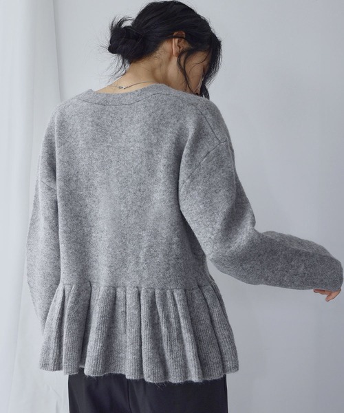 セール】【2025AW】ペプラム フリル Vネック ニット カーディガン