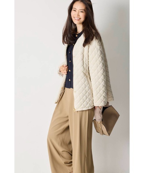 M.deux（エムドゥ）の「リバーシブルベロアキルティングコート（その他アウター・レディース・ブラック/オフホワイト・MEDIUM）」の3枚目の写真