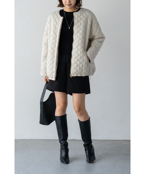 M.deux（エムドゥ）の「リバーシブルベロアキルティングコート（その他アウター・レディース・ブラック/オフホワイト・MEDIUM）」の4枚目の写真