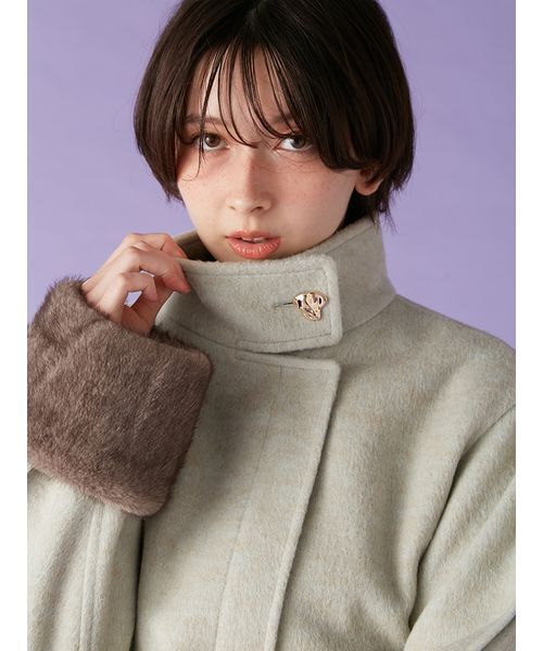 LILY BROWN（リリーブラウン）の「袖ファー2wayコート（ノーカラーコート・レディース・ブラック/ミント/アイボリー・F）」の15枚目の写真