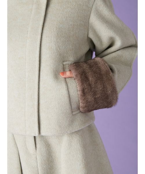 大人気完売品✨希少【未使用】フランシュリッペ ぽたぽたコート 2way 袖ファー セール】袖ファー2wayコート（ノーカラーコート）｜LILY BROWN（リリー