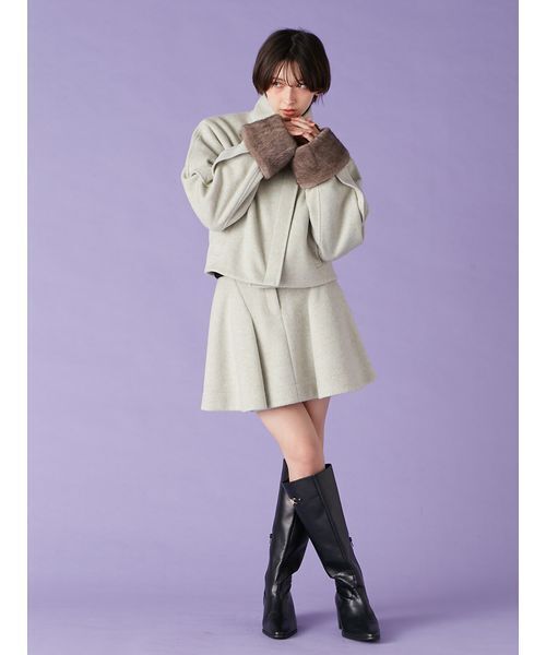 LILY BROWN（リリーブラウン）の「袖ファー2wayコート（ノーカラーコート・レディース・ブラック/ミント/アイボリー・F）」の9枚目の写真