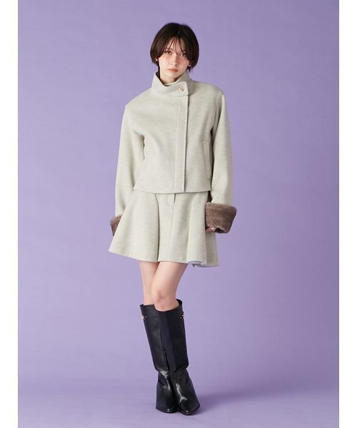 LILY BROWN（リリーブラウン）の「袖ファー2wayコート（ノーカラーコート・レディース・ブラック/ミント/アイボリー・F）」の10枚目の写真