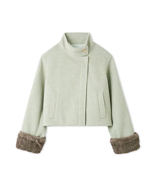 LILY BROWN（リリーブラウン）の「袖ファー2wayコート（ノーカラーコート・レディース・ブラック/ミント/アイボリー・F）」の12枚目の写真