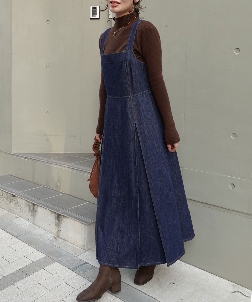 CORNERS（コーナーズ）の「ステッチデニムワンピース（ワンピース・レディース・ブラック/インディゴブルー・マルチサイズ）」の8枚目の写真