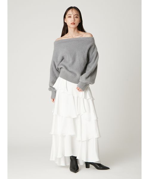 FRAY I.D フォックスカシミア オフショルプルオーバー FRAY I.D（フレイアイディー）の「FOXカシミアオフショルプルオーバー