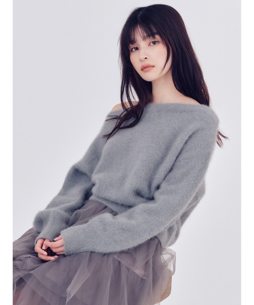 フォックスカシミアオフショルニットトップス（ニット/セーター