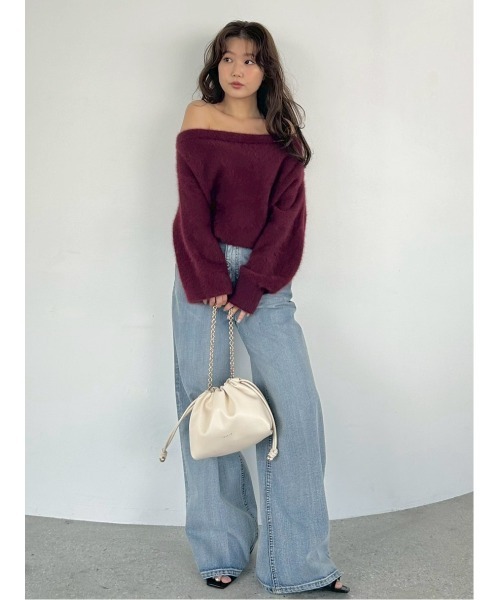 フォックスカシミアオフショルニットトップス（ニット/セーター