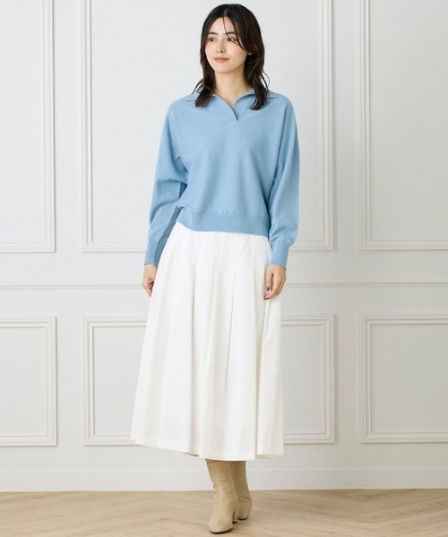 INED（イネド）の「タックプリーツスカート（スカート・レディース・オフホワイト/チャコールグレー・7号/9号/11号）」の9枚目の写真