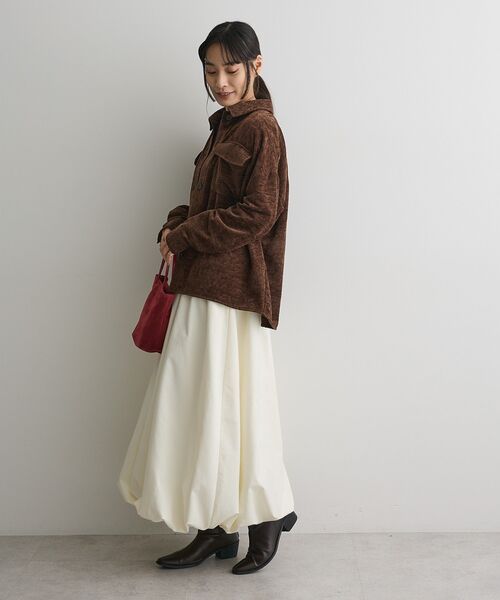 CRAFT STANDARD BOUTIQUE（クラフトスタンダードブティック）の「ベロアシャツジャケット（ブルゾン・レディース・ブラウン/ライトグレー/ベージュ・FREE）」の7枚目の写真