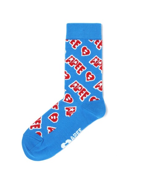 A BATHING APE(アベイシングエイプ)の「JACQUARD GRAPHIC SOCKS #1(ソックス/靴下・レディース・ブルー/ピンク/ブラック・FREE)」の1枚目の写真