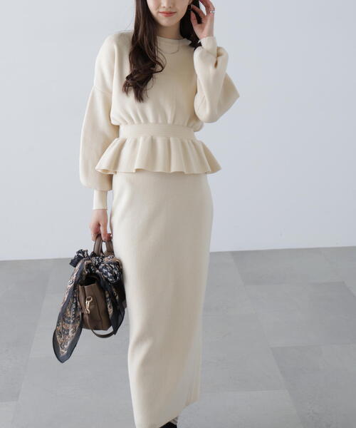 セール】◇ペプラムニットセットアップ（ワンピース）｜FREE'S MART