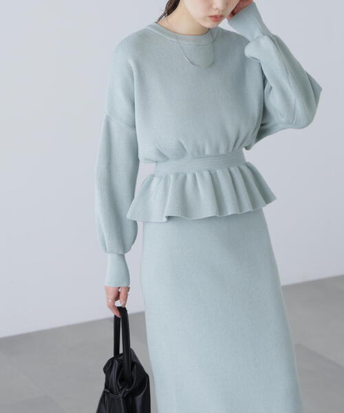 FREE'S MART(フリーズマート)の「◆ペプラムニットセットアップ(ワンピース・レディース・ブラック/グレー/ブルー/ホワイト/ブラウン・SMALL/MEDIUM)」の15枚目の写真