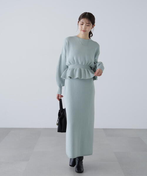 FREE'S MART(フリーズマート)の「◆ペプラムニットセットアップ(ワンピース・レディース・ブラック/グレー/ブルー/ホワイト/ブラウン・SMALL/MEDIUM)」の18枚目の写真