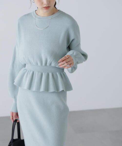 FREE'S MART(フリーズマート)の「◆ペプラムニットセットアップ(ワンピース・レディース・ブラック/グレー/ブルー/ホワイト/ブラウン・SMALL/MEDIUM)」の20枚目の写真