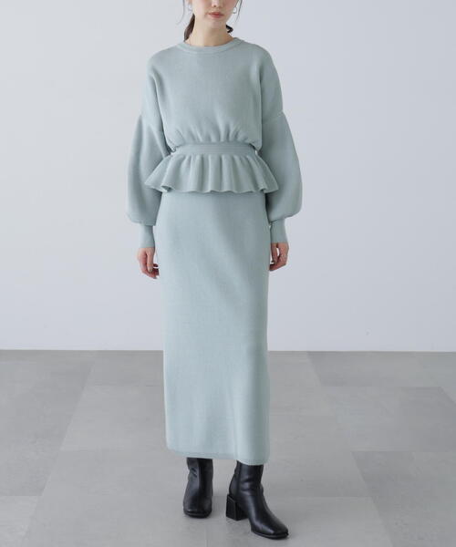 FREE'S MART(フリーズマート)の「◆ペプラムニットセットアップ(ワンピース・レディース・ブラック/グレー/ブルー/ホワイト/ブラウン・SMALL/MEDIUM)」の21枚目の写真