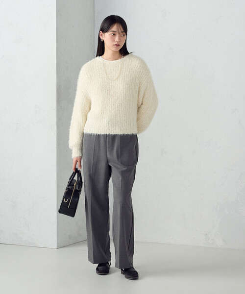 COMME CA ISM(コムサイズム)の「ネップシャギー ボートネック ニット(ニット/セーター・レディース・ブラック系/アイボリー・FREE)」の5枚目の写真