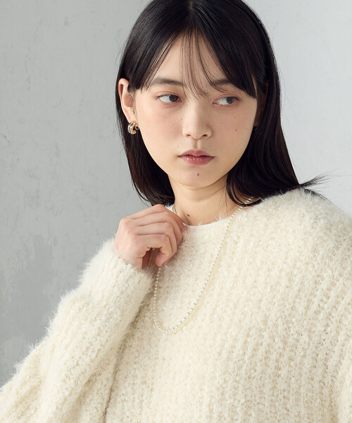 COMME CA ISM(コムサイズム)の「ネップシャギー ボートネック ニット(ニット/セーター・レディース・ブラック系/アイボリー・FREE)」の9枚目の写真