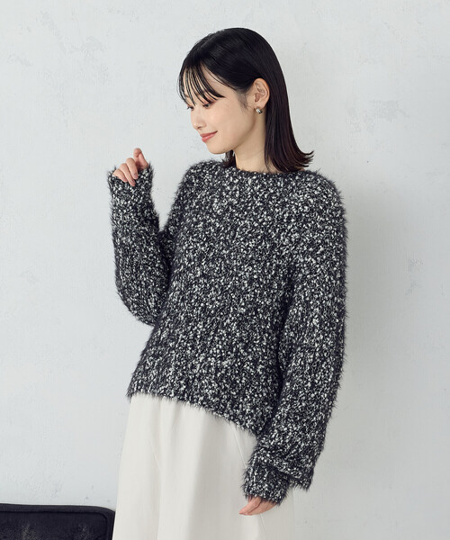 COMME CA ISM(コムサイズム)の「ネップシャギー ボートネック ニット(ニット/セーター・レディース・ブラック系/アイボリー・FREE)」の13枚目の写真