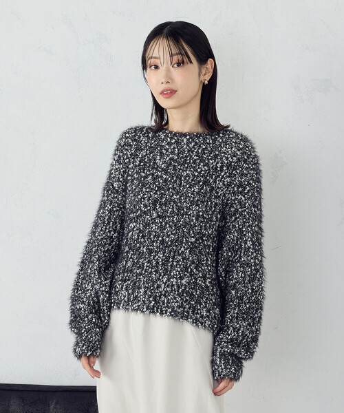 COMME CA ISM(コムサイズム)の「ネップシャギー ボートネック ニット(ニット/セーター・レディース・ブラック系/アイボリー・FREE)」の14枚目の写真