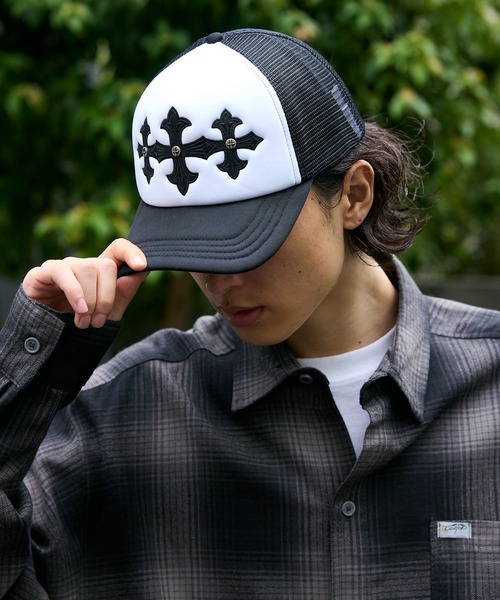 SUPPLIER/サプライヤー Cross Leather Patch Mesh Cap クロスモチーフ