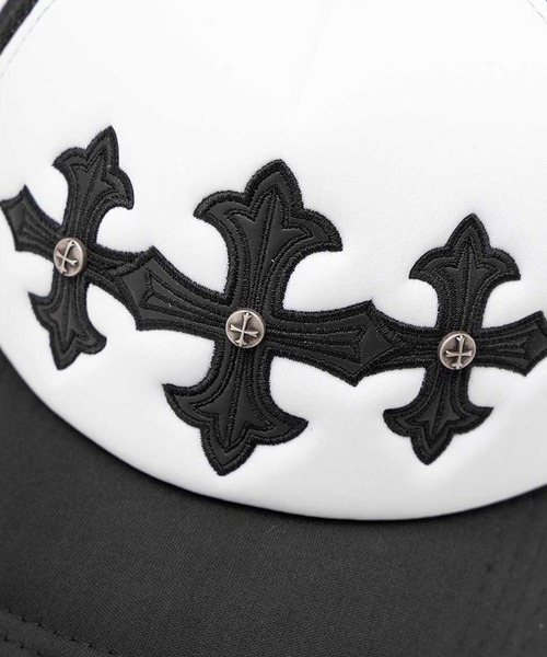 SUPPLIER(サプライヤー)の「SUPPLIER/サプライヤー Cross Leather Patch Mesh Cap クロスモチーフ メッシュキャップ(キャップ・メンズ・ブラック系その他2/ブラック系その他・FREE)」の3枚目の写真