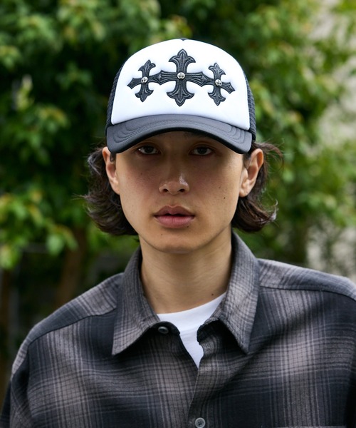 セール】SUPPLIER/サプライヤー Cross Leather Patch Mesh Cap クロス