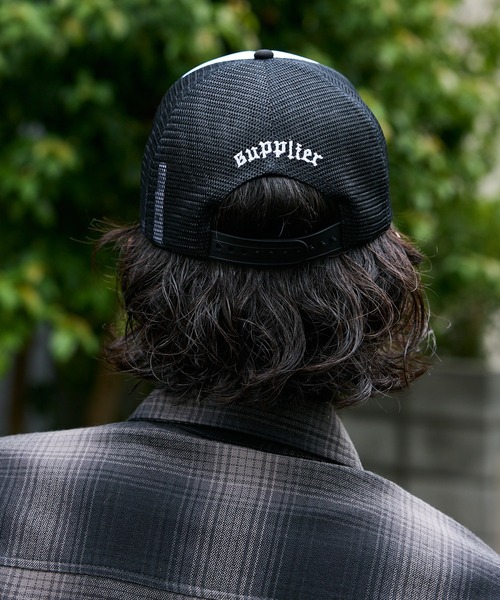 SUPPLIER/サプライヤー Cross Leather Patch Mesh Cap クロスモチーフ