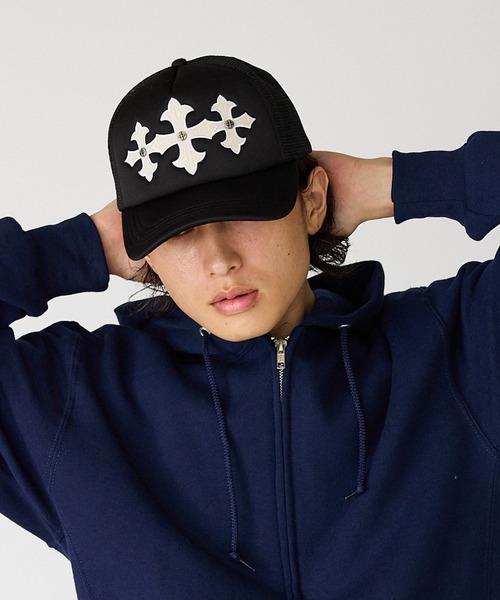 SUPPLIER(サプライヤー)の「SUPPLIER/サプライヤー Cross Leather Patch Mesh Cap クロスモチーフ メッシュキャップ(キャップ・メンズ・ブラック系その他2/ブラック系その他・FREE)」の12枚目の写真