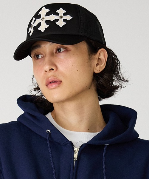 SUPPLIER/サプライヤー Cross Leather Patch Mesh Cap クロスモチーフ