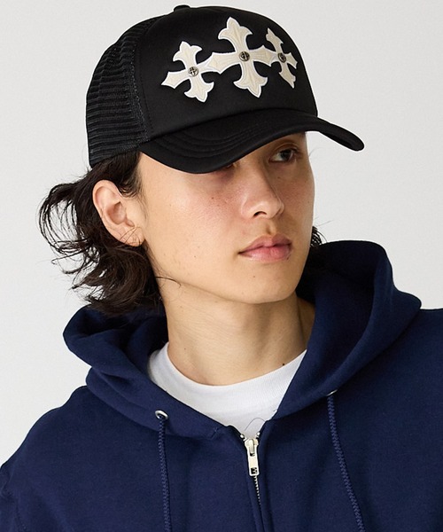 SUPPLIER/サプライヤー Cross Leather Patch Mesh Cap クロスモチーフ