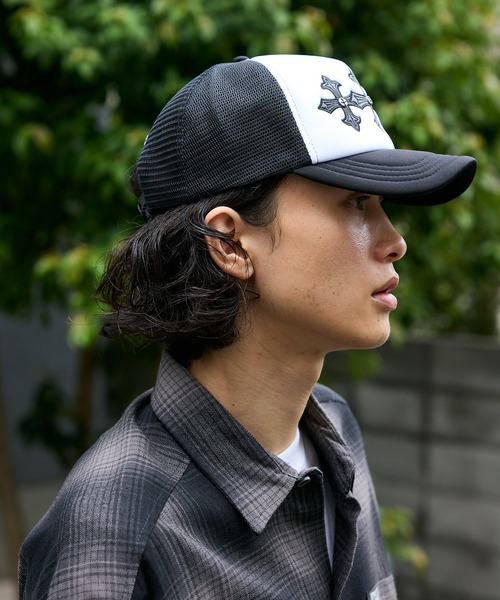 SUPPLIER/サプライヤー Cross Leather Patch Mesh Cap クロスモチーフ